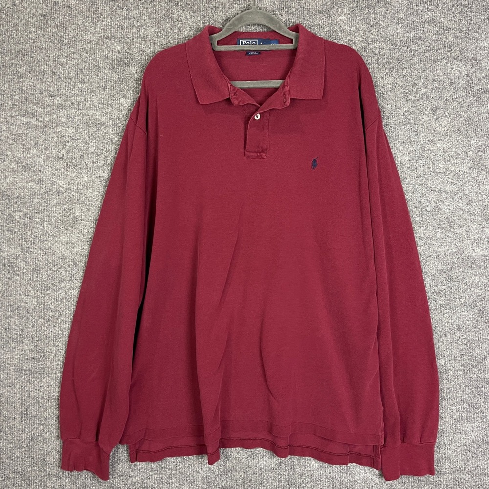 Polo Ralph Lauren Polo Shirt Mens XXL Red Excellent Long Sleeve Cotton Pique